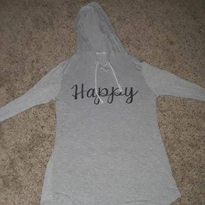 Grey long sleeve shirt with hood